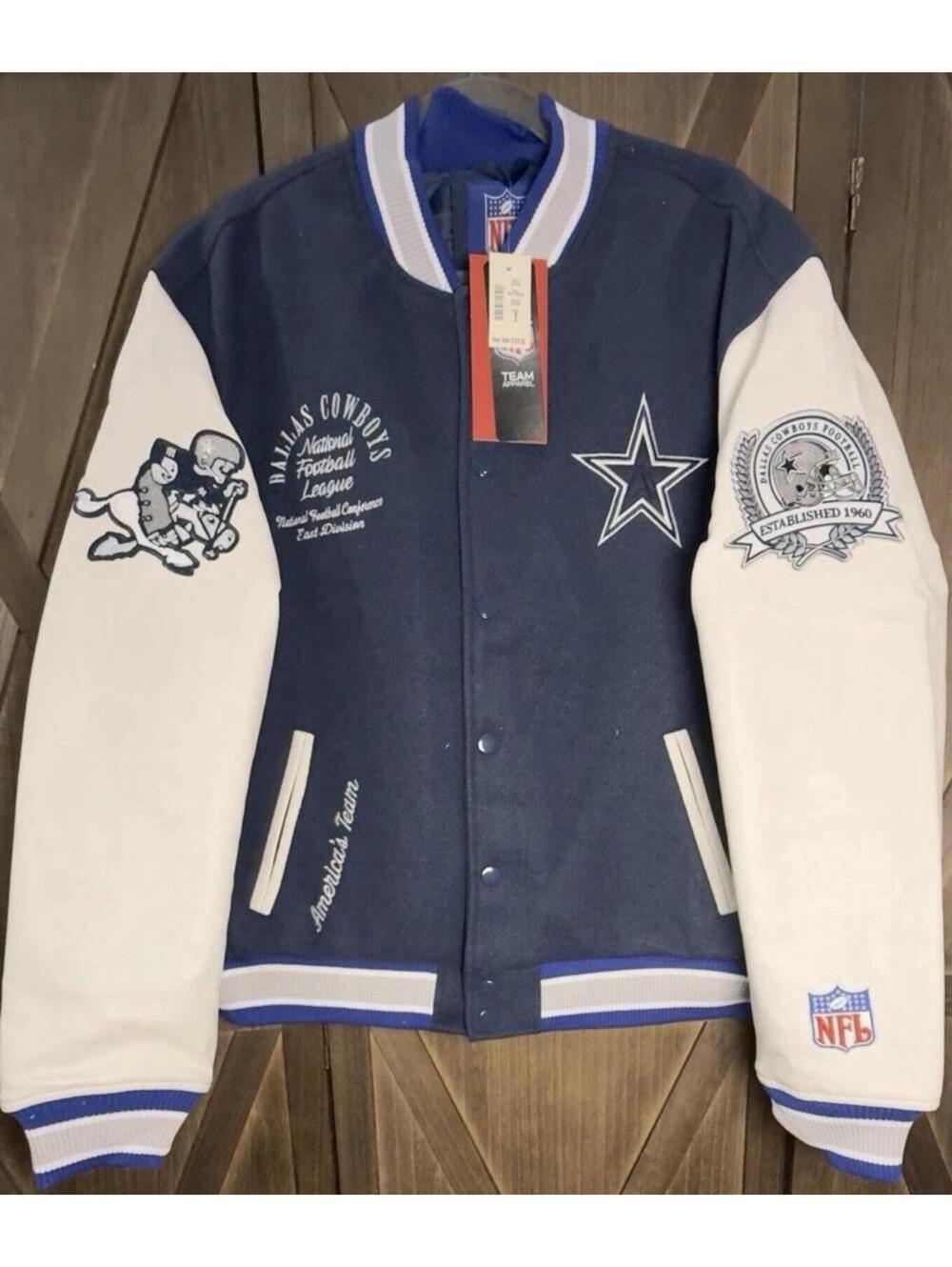 Ultra Game NFL Dallas Cowboys Quilt Lined Knit Trim Varsity Jacket Men's 2XL